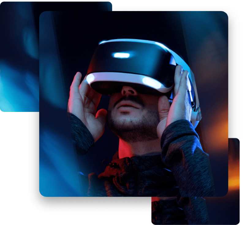 man wearing VR goggles