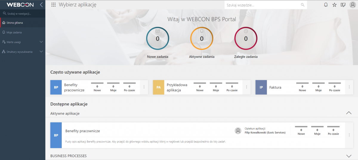 Webcon BPS - interfejs systemu